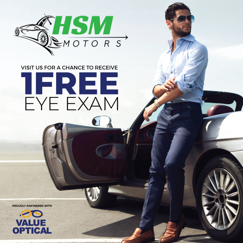 Free Eye Exam Offer when you visit HSM Motors
