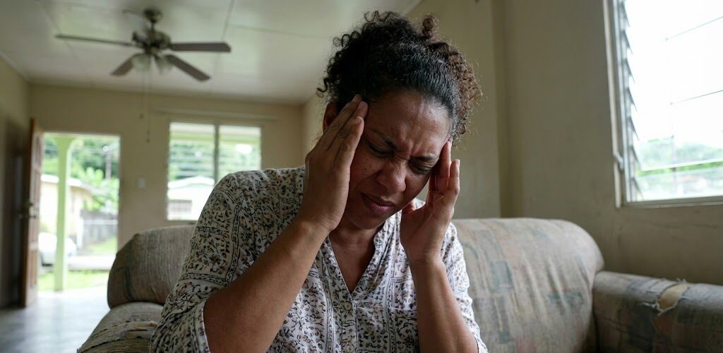 Woman experiencing an ocular migraine