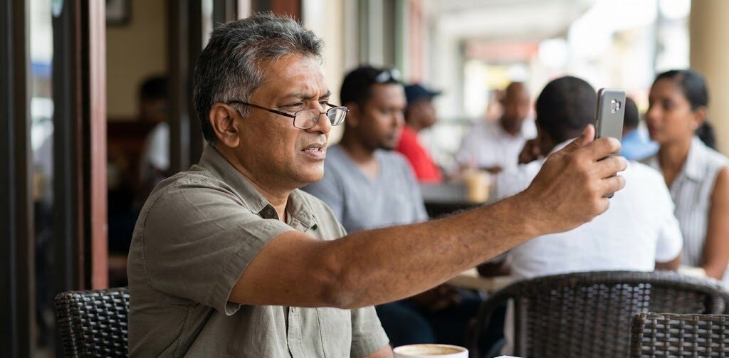 Man suffering from Presbyopia