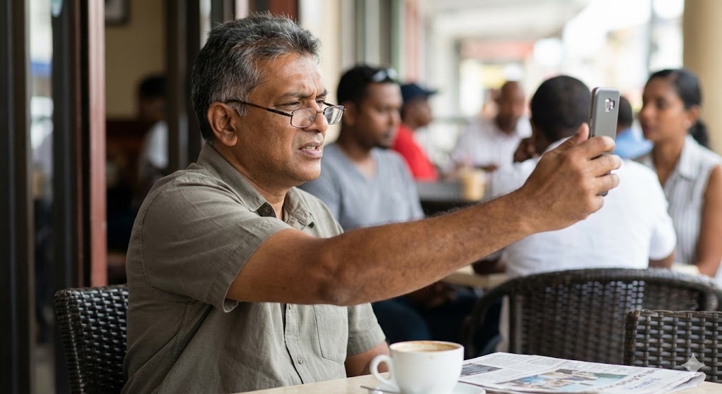 Man suffering from Presbyopia